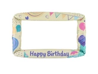 Happy Birthday Frame Foil Balloon - for photos - 59 x 80 cm