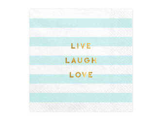 Paper napkins - Live Laugh Love - Light blue - 20 pieces