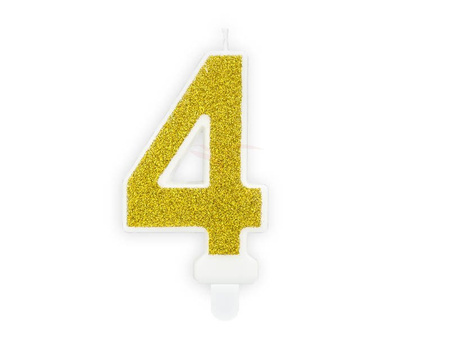 Birthday candle - Number 4 - Gold - 7 cm