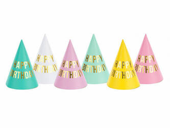 Party caps - Happy Birthday - Colorful - 6 pcs.