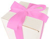 WHITE CARDBOARD BOX - with pink ribbon - 20x20x25cm