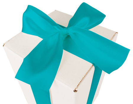 WHITE CARDBOARD BOX - with turquoise ribbon - 25x15x15cm