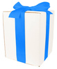 WHITE CARDBOARD BOX - with blue ribbon - 20x20x25cm