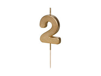 Birthday candle - Number 2 - Gold - 4.5cm