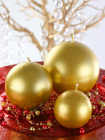 Ball Candle - Metalized - Gold - 8cm - 1 piece