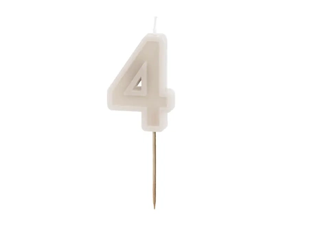 Birthday candle - Number 4 - Beige - 6cm