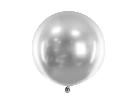 Latex Balloon - Glossy - Round - Silver - 60cm