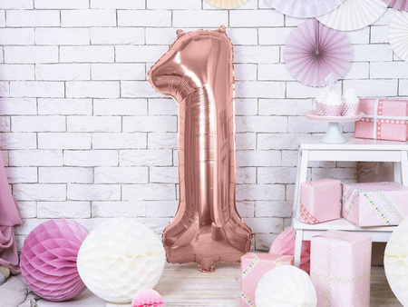 Foil balloon - Number "1" - Pink gold - 86 cm