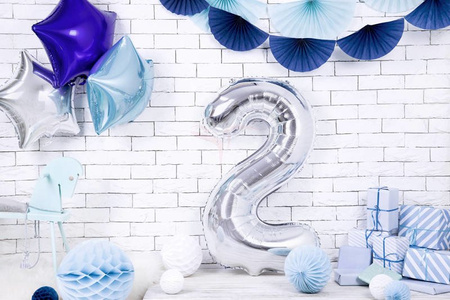 Foil balloon - Number "2" - Silver - 86 cm