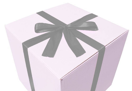 WHITE CARDBOARD BOX - with silver ribbon - 50x50x50cm