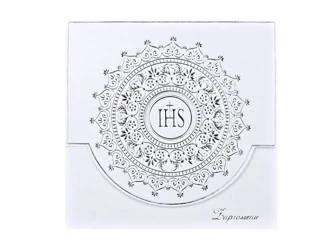 First communion invitations with ornament, silver - 10 pieces