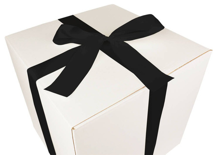 WHITE CARDBOARD BOX - with black ribbon - 40x40x40cm