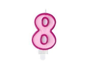 Birthday candle - Number 8 - Pink - 7 cm