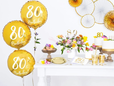 Foil Balloon - Round - 80th Birthday! - Gold - 45cm