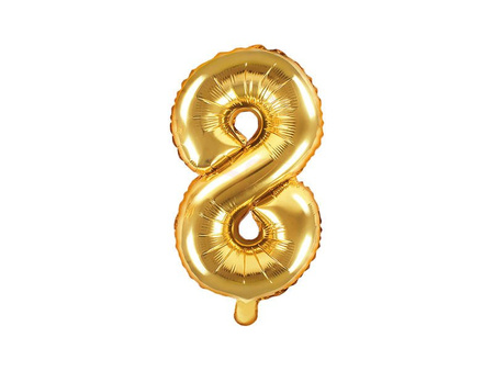 Foil balloon - Number "8" - Gold - 35 cm 