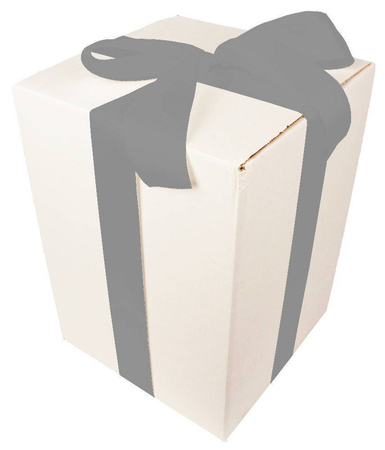 WHITE CARDBOARD BOX - with silver ribbon - 35x25x25cm