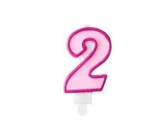 Birthday candle - Number 2 - Pink - 7 cm