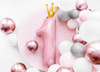  Foil balloon Numeral "1" in crown - 37x100cm - Bright pink 