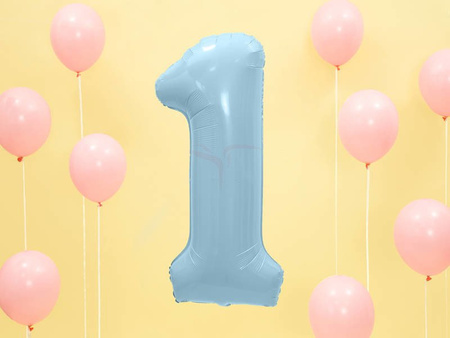 Foil balloon - Number "1" - Light blue - 86cm 