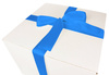 WHITE CARDBOARD BOX - with blue ribbon - 40x40x30cm