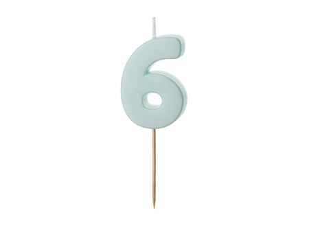 Birthday candle - Number 6 - mint - 5,5cm - 1pc.