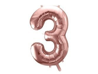 Foil balloon - Number "3" - Pink gold - 86 cm