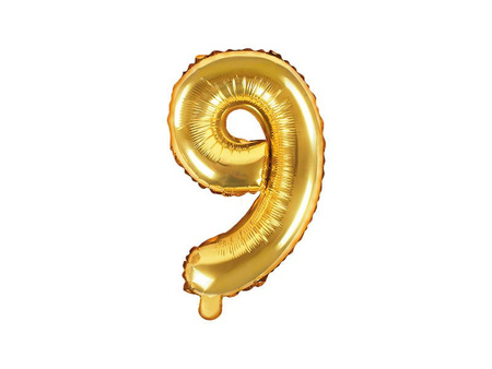 Foil balloon - Number "9" - Gold - 35 cm 