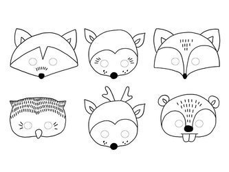 Paper masks - Woodland - Forest animals - 6 pieces