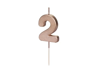 Birthday candle - Number 2 - Pink gold - 4,5 cm - 1 pcs.