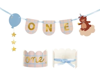 Banner and crown Teddy Bear - 50 x 20,5 cm - 1 pcs.