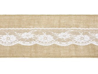 Chair sash - Jute with lace - 0.15 x 2.75 m