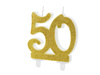 Birthday candle - Number 50 - Glitter - Gold - 7.5 cm