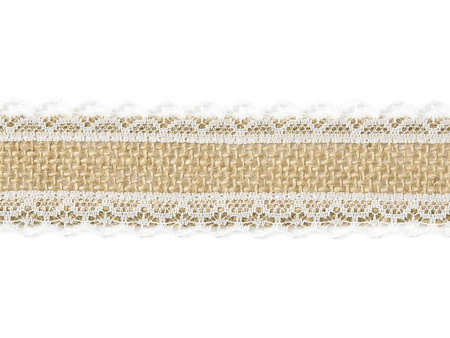 Decorative ribbon - Jute with lace - 4 x 500 cm