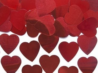 Metalized confetti - Hearts - Red - 25mm - 10g