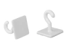 Self-adhesive plastic hooks - White - up to 1kg - 20 pcs