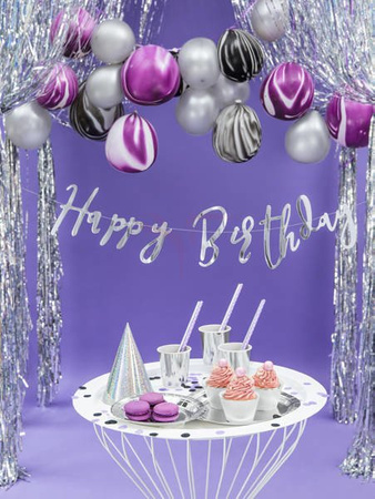 Birthday banner - Happy Birthday - Silver - 16.5 x 62 cm