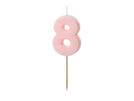 Birthday candle - Number 8 - light pink - 5,5cm - 1pc.