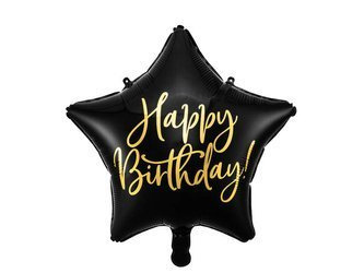 Happy Birthday Star Foil Balloon! - Black - 40cm