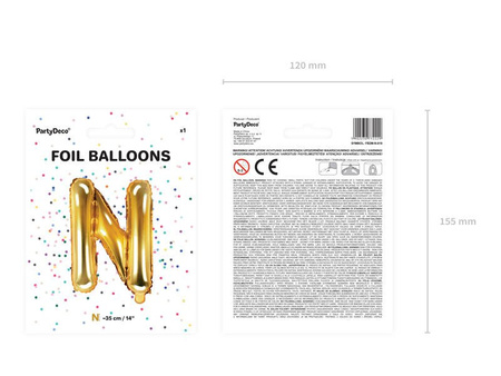 Foil balloon - Letter "N" - Gold - 35 cm