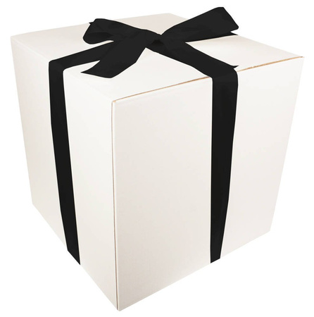 WHITE CARDBOARD BOX - with black ribbon - 40x40x40cm