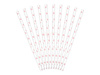 Paper Straws - White - Pink Hearts - 19.5 cm - 10 pieces