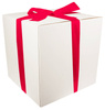 HUGE WHITE CARDBOARD BOX - with dark pink ribbon - 60x60x60cm