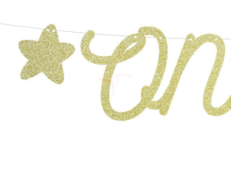 Banner for Birthday - One - Glitter - Gold - 11,5 x 50 cm