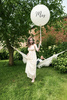 Latex balloon 1m - Round - White - Black lettering "Mrs"