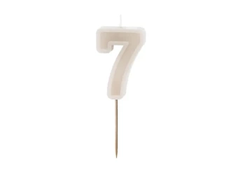 Birthday candle - Number 7 - Beige - 6cm