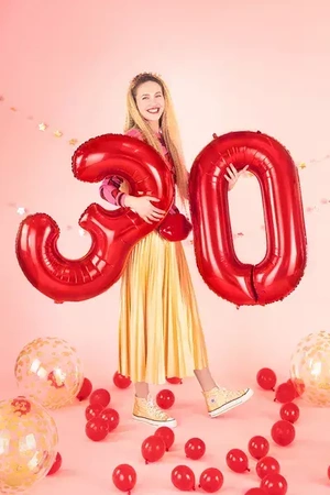 Foil balloon Number "3" Three - 86 cm - red