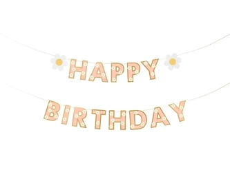 Paper banner - Happy Birthday - Daisies - 200 x 14,5 cm - 1 pcs.