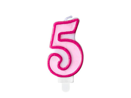 Birthday candle - Number 5 - Pink - 7 cm