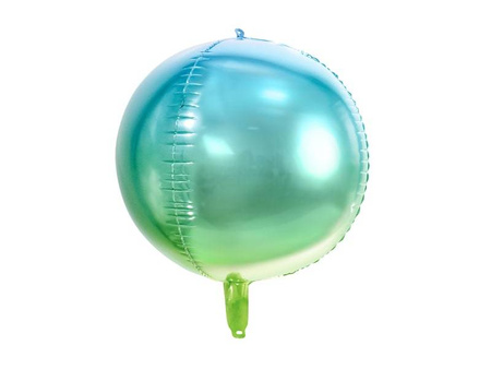 Foil balloon - Ombre ball - Blue-Green - 35 cm