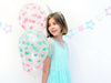 Strong 30cm Balloons - Crystal Clear - Mint Hearts - 6 pieces